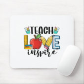 Teach Love Inspire Shirt Funny Ck To School Teache マウスパッド (マウス)