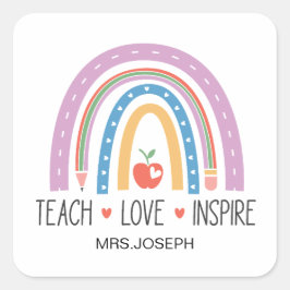 Teach Love Inspire Teacher スクエアシール