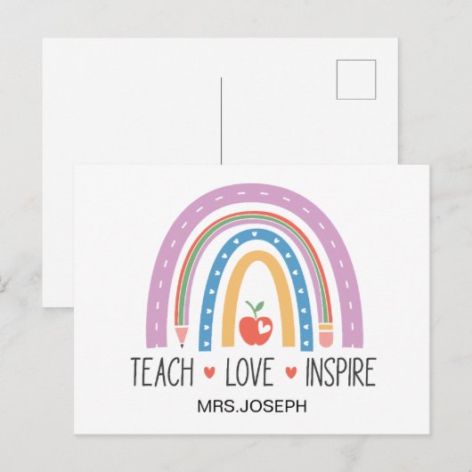 Teach Love Inspire Teacher ポストカード (正面/裏面)