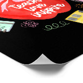 Teach Love Inspire Teacher Coquette Bow Apple Back ポスター (角)