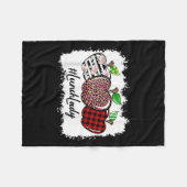 Teach Love Insre Lunch Lady Leopard Red Plain  フリースブランケット (正面(横))