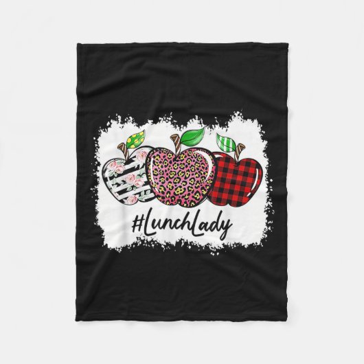Teach Love Insre Lunch Lady Leopard Red Plain  フリースブランケット (正面)