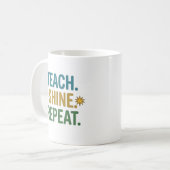 Teach Shine Repeat Teacher Motivation Quote コーヒーマグカップ (正面左)