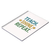 Teach Shine Repeat Teacher Motivation Quote ノートブック (左側)