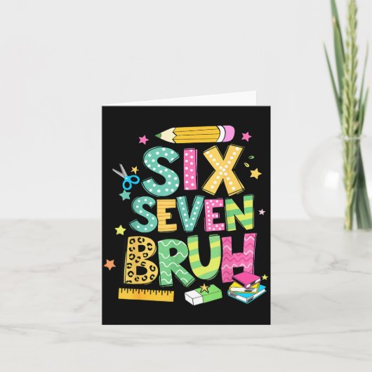 Teacher 67 School Six Seven Bruh Pencil Women Girl カード (正面)
