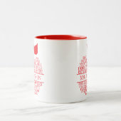 Teacher Apple Typography Red and White ツートーンマグカップ (中央)