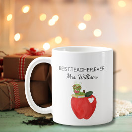 Teacher Appreciation Apple Bookworm Best teacher コーヒーマグカップ