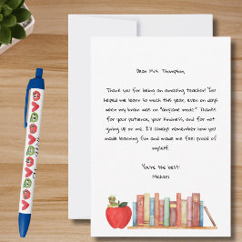 Teacher Appreciation Best Teacher Red Apple Books  サンキューカード