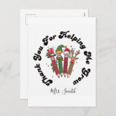 Teacher Appreciation Christmas  シーズンポストカード (正面/裏面)