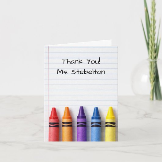 Teacher Appreciation Crayon Thank You Card サンキューカード (正面)