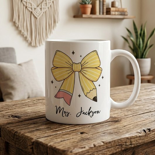 Teacher Appreciation | Custom Pencil Bow Teacher コーヒーマグカップ