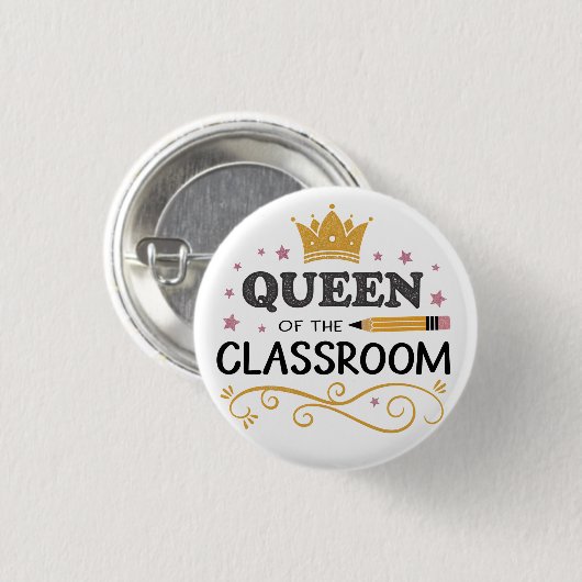 Teacher Appreciation Gift – Queen of the Classroom 缶バッジ (正面&裏面)