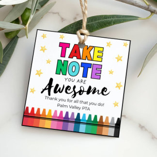 Teacher Appreciation Gift Tag "Take Note" フェイバータグ