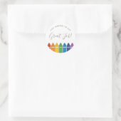 Teacher Appreciation Rainbow Crayon  ラウンドシール (バッグ)