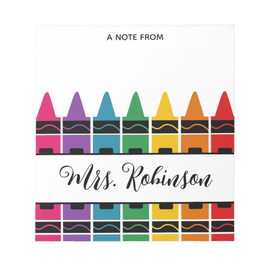 Teacher Appreciation Rainbow Crayon Notepad ノートパッド (正面)