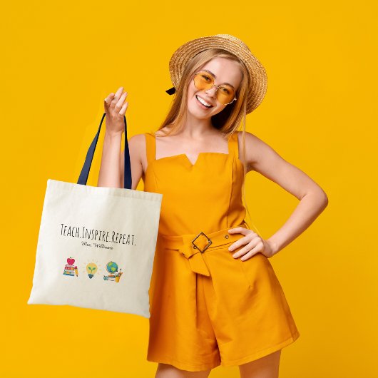 Teacher Appreciation Teach Inspire Repeat Custom トートバッグ