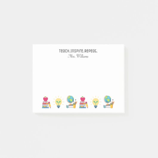 Teacher Appreciation Teach Inspire Repeat School  ポストイット (正面)