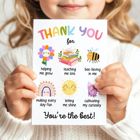 Teacher Appreciation Thank You Card Daycare Gift サンキューカード