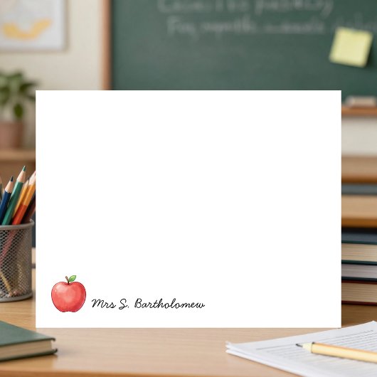 Teacher Appreciation Watercolor Red Apple  ノートカード