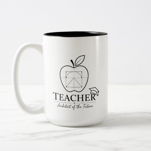 Teacher Architect Apple Blueprint ツートーンマグカップ (左)