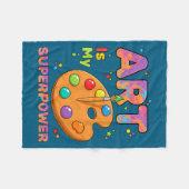 Teacher - Art Is My Superwer Art Teacher Drawing P フリースブランケット (正面(横))