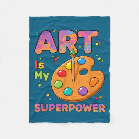 Teacher - Art Is My Superwer Art Teacher Drawing P フリースブランケット (正面)