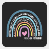Teacher Assistant Cute Rainbow スクエアシール (正面)