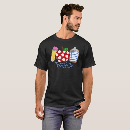 Teacher Back To School Teaching Pencil Students Te Tシャツ (正面フル)