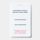 Teacher Badge | Assistant ID – School Staff バッジ (裏面)