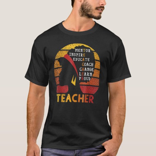 Teacher Black History Month Afro African Prde Men Tシャツ (正面)