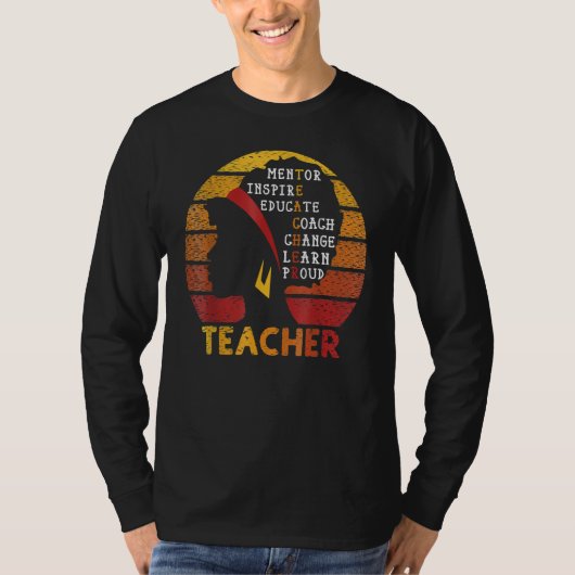 Teacher Black History Month Afro African Prde Men  Tシャツ (正面)