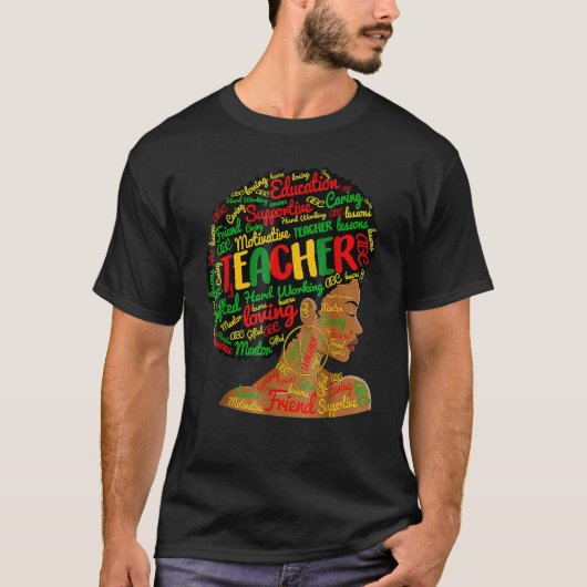 Teacher Black History Queen Melanin Afro African P Tシャツ (正面)