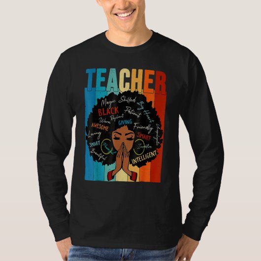 Teacher Black History Queen Melanin Afro African P Tシャツ (正面)