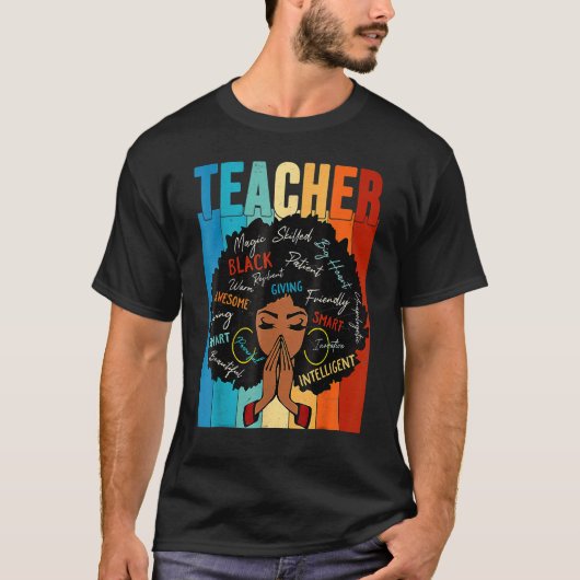Teacher Black History Queen Melanin Afro African P Tシャツ (正面)