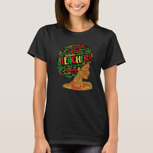 Teacher Black History Queen Melanin Afro African P Tシャツ (正面)