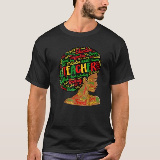 Teacher Black History Queen Melanin Afro African P Tシャツ (正面)