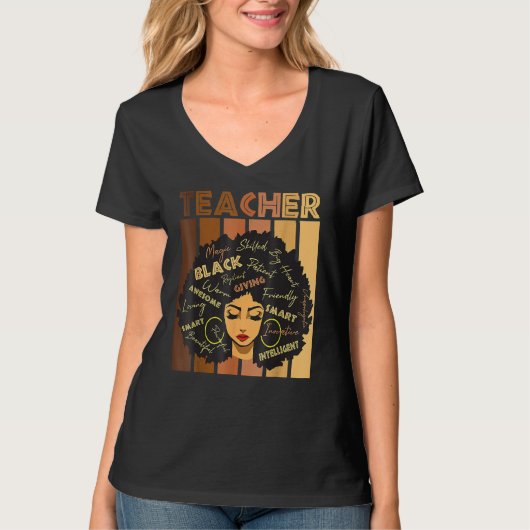 Teacher Black Women Black History Queen Melanin Af Tシャツ (正面)