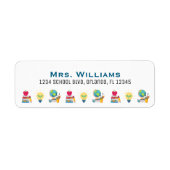 Teacher Book Lightbulb Globe School Return Address ラベル (正面)