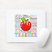 Teacher Bow Pencil Apple Funny Back To School Teac マウスパッド (マウス)