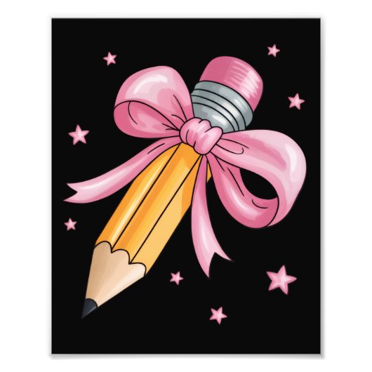 Teacher Bow Pencil Teaching Life Appreciation Gift フォトプリント (正面)
