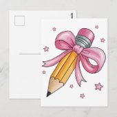 Teacher Bow Pencil Teaching Life Appreciation Gift ポストカード (正面/裏面)