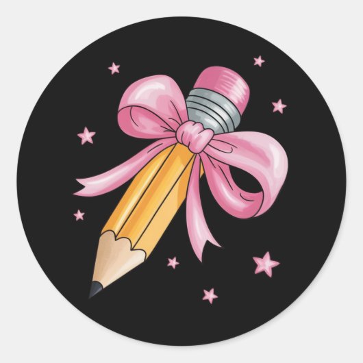 Teacher Bow Pencil Teaching Life Appreciation Gift ラウンドシール (正面)