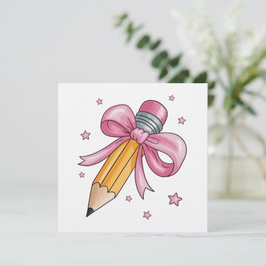 Teacher Bow Pencil Teaching Life Appreciation Gift 招待状 (スタンド正面)