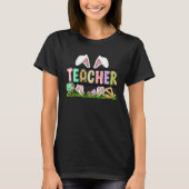 Teacher Bunny Ears Leopard Pink Plaid Rabbit Eggs  Tシャツ (正面)