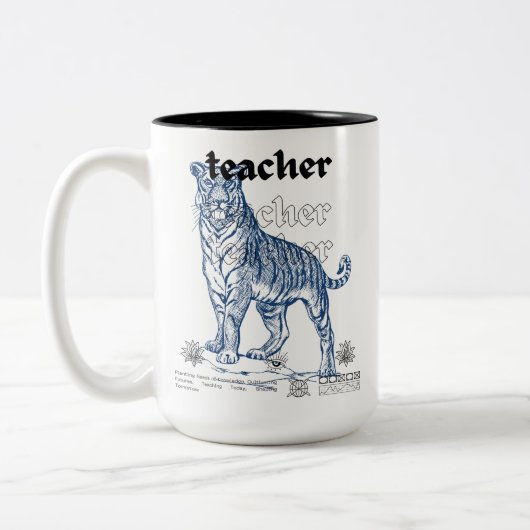 Teacher Ceramic Mug - Planting Seeds of Knowledge, ツートーンマグカップ (左)