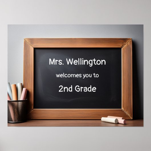 Teacher Chalkboard Blackboard Custom Welcome ポスター (正面)