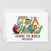 Teacher Change The World Colorful School サンキューカード (正面)