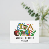 Teacher Change The World Colorful School ポストカード (スタンド正面)