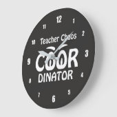 Teacher Chaos Coordinator - Funny Groovy Educator  ラージ壁時計 (傾斜)