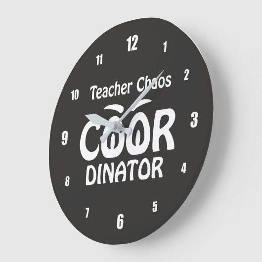 Teacher Chaos Coordinator - Funny Groovy Educator ラージ壁時計 (傾斜)